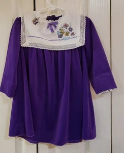 JC Penny Wildflowers Purple Velvet Toddler Dress w/White Collar size 4 Vintage - Picture 1 of 4