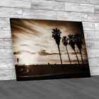 Venice Beach At Sunset Sepia Canvas Print Large Picture Wall Art