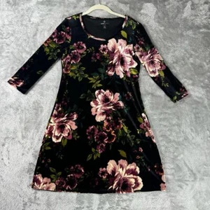 Vtg 90s Black Velvet Floral Maxi Dress Sz 4 Whimsigoth Witchy Ronni Nicole - Picture 1 of 9