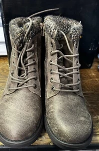 Bullboxer KARA Taupe Leather Lace Up/Side Zip Round Toe Ankle Boots Women’s 8.5M - Picture 1 of 8