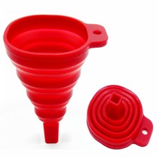 FLEXIBLE COLLAPSIBLE SILICONE FUNNEL Foldable Silicon Kitchen UK Random Colour