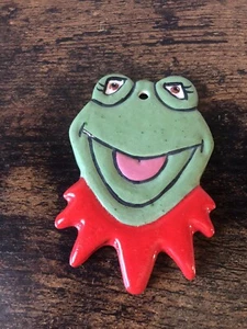 Vintage ceramic hand painted Kermit the frog Christmas ornament - Picture 1 of 5