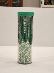Starbucks Green Gold Marble Foil Sip Style Tumbler Insulated Cup Travel Mug 16oz - Picture 1 of 8