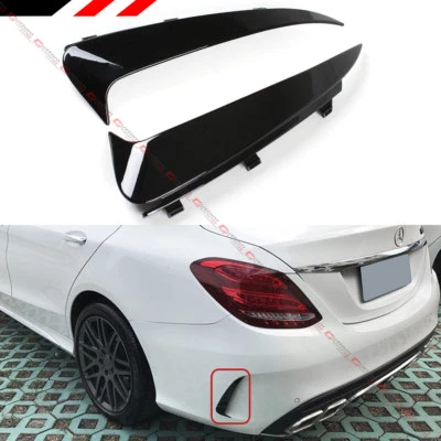 FOR 2015-20 MERCEDES BENZ W205 C43 C63 AMG 4DR BLK REAR BUMPER SIDE VENT CANARDS - Image 1 of 4