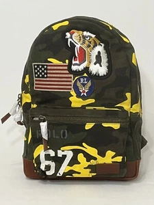 Polo Ralph Lauren Premium Camo Tiger Flag Patch Travel Backpack Bag - Picture 1 of 9