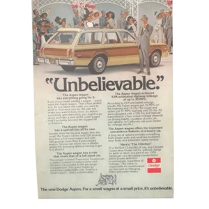 Oldtimer 1976 Dodge Aspen Wagon unglaubliche Anzeige Werbung - Bild 1 von 4