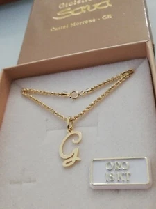 Collana fune intrecciata e ciondolo lettera iniziale G in oro giallo 18 kt - Foto 1 di 11