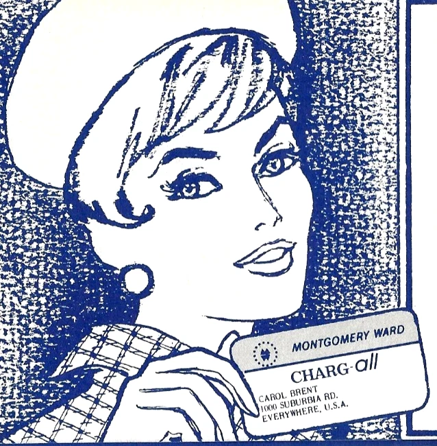 c. 1969 MONTGOMERY WARD Charga-All Card & Original Sleeve - Department Store - Image 1 of 4