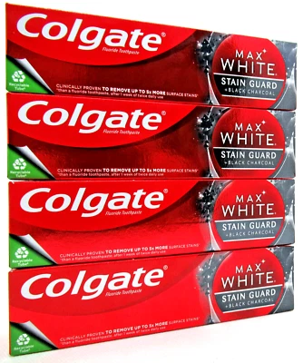Colgate Max White Aktivkohle Zahnpasta Charcoal entfernt Verfärbungen 4x 75ml
