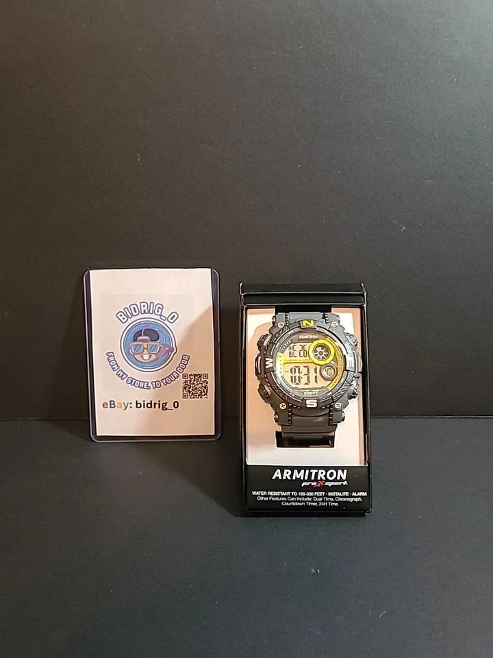 Armitron Men's 40/8284YGY LCD Dial Digital Resin Strap Chronograph Gray Watch