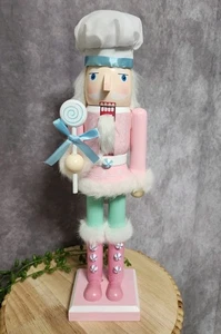 Pink Baker Chef Nutcracker Candy Lollipop Wood 15" Hat Christmas Candyland NEW - Picture 1 of 8