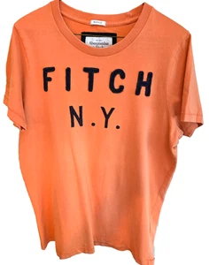 ABERCROMBIE & FITCH Muscle Orange T Shirt Size XL Abercrombie Navy "FITCH N.Y." - Picture 1 of 6