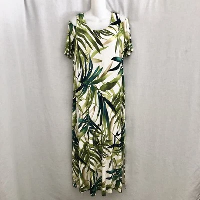 Chico's Tropical Cold Shoulder Maxi Dress  NWT $129  Chicos 1 Medium Petite 8 - Image 1 of 4