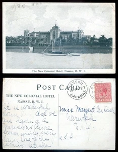 BAHAMAS BWI Nassau Postkarte 1927 neues Kolonialhotel - Bild 1 von 3