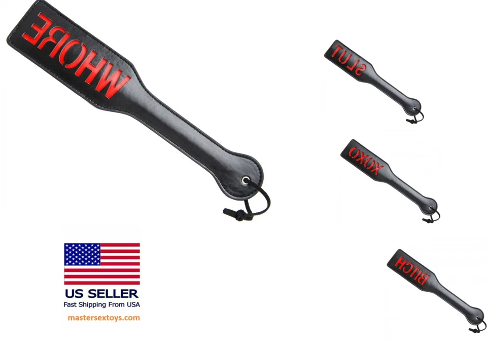 Juego de 4 paletas de juego de rol puta Wh*re perra XOXO Slave Master Sub Dom cuero vegano Foto 1 de 4