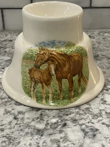 Soporte votivo de cerámica Vinatge, yegua y potro, pintado a mano - Imagen 1 de 5