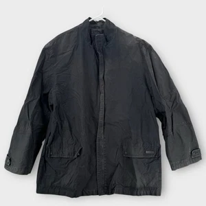 VTG Calvin Klein Military Jacket Mens XL Black Full Zip Utility Pockets Nylon - Picture 1 of 8