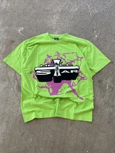Hellstar Studios Path To Paradise Jesus Tee Neon Green Purple Pink Splat Cross - Picture 1 of 20