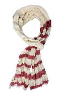 Bufanda ligera de algodón look arrugado rayas patrón rojo blanco unisex - Imagen 1 de 1