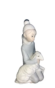 Lladro 4676 "Hirte mit Lamm Junge Schaf matt Porzellan Skulptur.-Makel - Bild 1 von 10