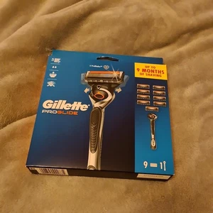 π’ Gillette Proglide Razor Pack 9 x Blades Refill + 1 Handle Stick Original BNIB - Picture 1 of 2