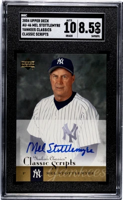 2004 Upper Deck Yankees #AU-46 Mel Stottlemyre Classics Scripts AUTO 10 SGC 8.5 - Image 1 of 2