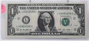 $1 2013 US Federal Reserve Note FANCY SERIAL No. 4 DIGIT REPEATER 40364036 X109 - Picture 1 of 2