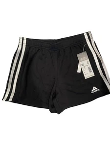 Adidas Yth 3 Stripe Mesh Short Black Girls Small AH4232-AK01-YA CM4995 - Picture 1 of 2