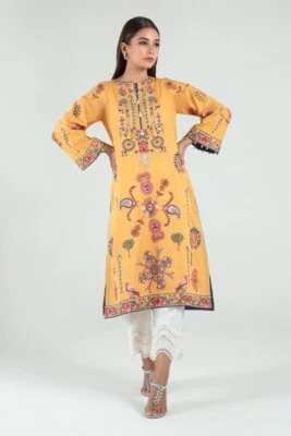 NUEVO CON ETIQUETAS SANA SAFINAZ Talla XS Algodón Bordado Kurti Paquistaní Diseñador Indio Foto 1 de 4