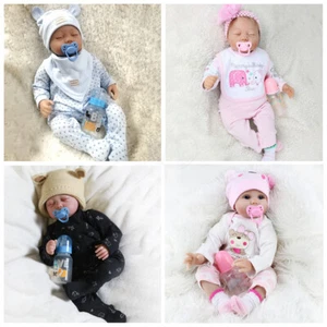 Muñecas bebé renacido real de 22" muñeca realista niño/niña vinilo silicona recién nacidos gemelos - Imagen 1 de 32