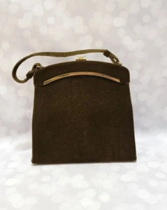 Retro Green Velvet Crown Lewis Velvet Purse Vintage Style Mirror & Change Purse - Picture 1 of 10
