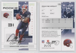 2007 Playoff NFL Playoffs Silver Signatures /25 Dwayne Wright Rookie Auto RC