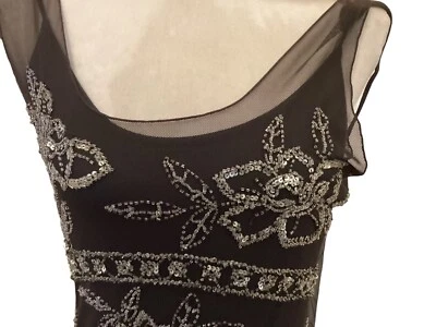 "Vestido largo de encaje/lentejuelas fase ocho talla 12 largo 52""" Foto 1 de 4