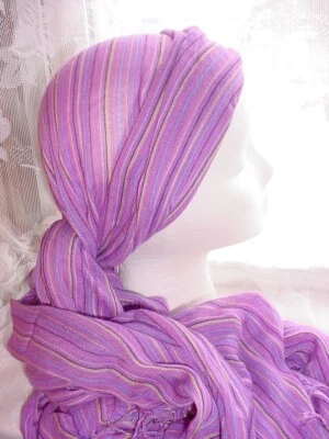 Lavender Striped Head Scarf Hip Sash LARP Gypsy Pirate Renaissance Garb MC301 - Image 1 of 4