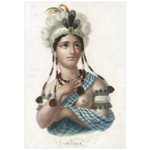 Póster publicitario L'America NEVERA IMÁN, 1820 Native Maiden America - Imagen 1 de 7