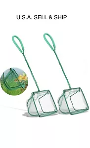 2 Pack Aquarium Fish Nets, 4 Inch Small Mesh Fish Catch Nets with Plastic Handl - Picture 1 of 7