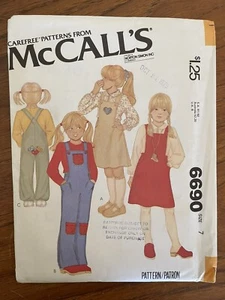 Salopette bavaglino maglione 6690 modello cucito McCall’s vintage anni 70 bambina taglia 7 - Foto 1 di 2