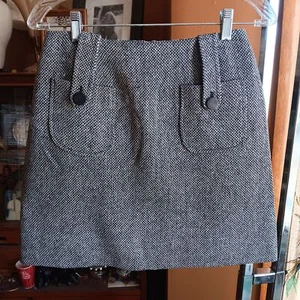 Vintage Women's Skirt 26W 1960's Wool Mod Tweed Pocketed Steel Zip Mini - Picture 1 of 5