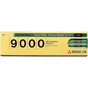 uni Mitsubishi 9000 2B Wood-cased Pencils 12-Piece - Picture 1 of 2