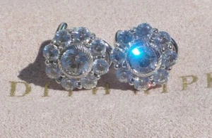 JUDITH RIPKA STERLING SILVER 925 CZ Diamonique Floral Omega Back Earrings NEW! - Picture 1 of 11
