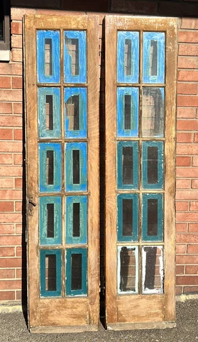 Antique Petite Distressed Double French Oak Doors Fits 78 X 36” Opening Cover