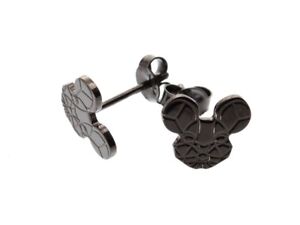 Black Mouse stud earrings in sterling silver 925 new