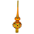 Multicolored Jewels on Gold Glass Christmas Tree Topper 11 Inches
