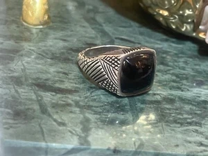 Herren Silberring mit aufwendigen Gravuren, gekrönt mit einem schwarzen Stein " - Bild 1 von 10