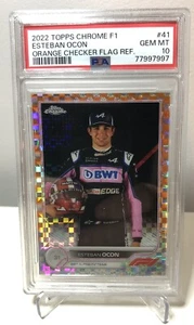 2022 Topps Chrome Formula 1 Esteban Ocon Orange Checker Flag PSA 10 GEM MT - Picture 1 of 2