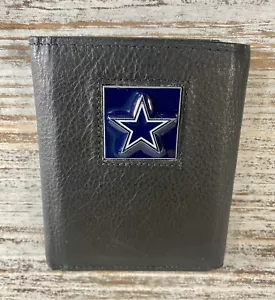 NFL Dallas Cowboys Leather Tri-Fold Wallet, Black Siskiyou Sports - Picture 1 of 4