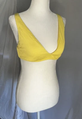 Roxy Juniors Yellow Ribbed Love The Oceana V-Neck Bikini Top ONLY Large - Image 1 of 4