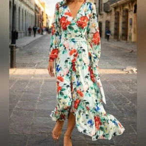 Yumi Kim Marie Maxi Wrap Dress Sz XS Splendor Jade Floral Spring Romantic Party - Picture 1 of 15