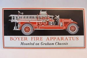 Boyer Fire Apparatus Mounted On Graham Chassis Embossed Metal Train / Rail Sign - Picture 1 of 10