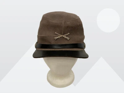 Chapéu Henschel Hat Co cinza camurça couro top grão Bill estilo guerra civil tamanho grande - Imagem 1 de 4